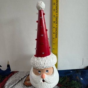 Vintage Santa ceramic head in acrylic and snow